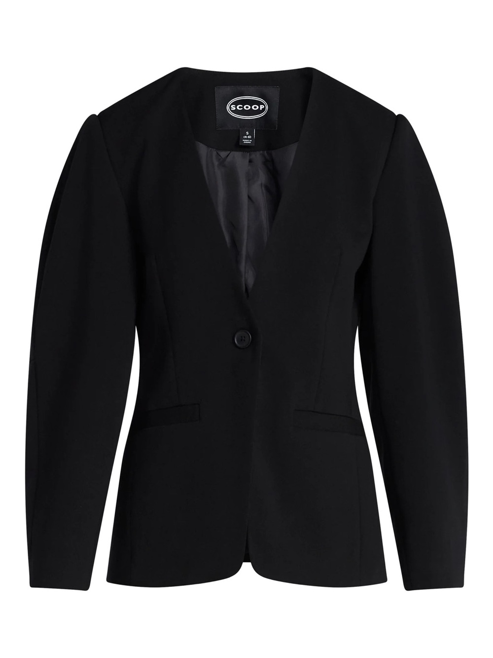 ✨Scoop Black Classic Single-Button Barrel Sleeves Blazer Size L NWT
